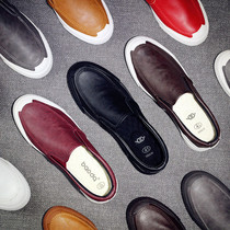 Mens shoes a pedal lazy leather shoes mens casual beans 2021 new spring and autumn shoes Joker flat shoes