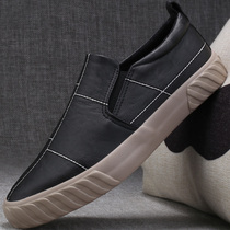 Mens casual shoes leather shoes mens shoes business dress British Bean shoes 2021 New one pedal spring tide shoes