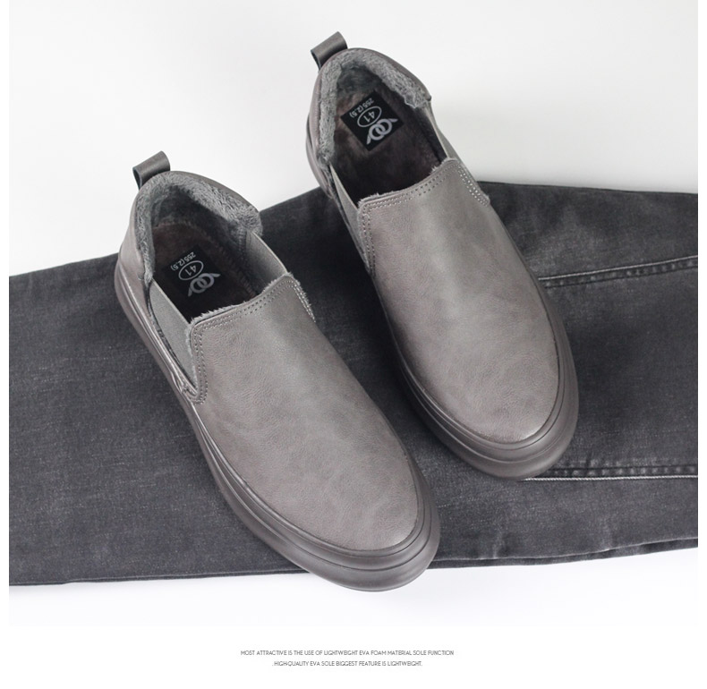 Giày cao gót nam mùa đông giày cotton màu đen cộng với giày nhung ấm áp cho nam một bàn đạp mùa đông giày nam bình thường giày sneaker nam