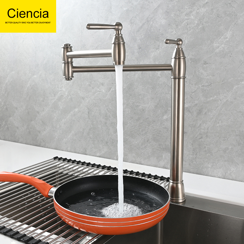 Copper Foldable Single Cold Water Kitchen Faucet, Extendable and Retractable, for Stove, Sink, and Dishwashing Basin, Dual Switch, Freestanding Copper Foldable Single Cold Water Kitchen Faucet, Extendable and Retractable, for Stove, Sink, and Dishwashing Basin, Dual Switch, Freestanding