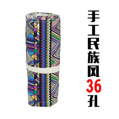 National wind canvas roller pen curtain 36 48 72-hole sketch color pencil curtain students with storage cotton pen roller bag