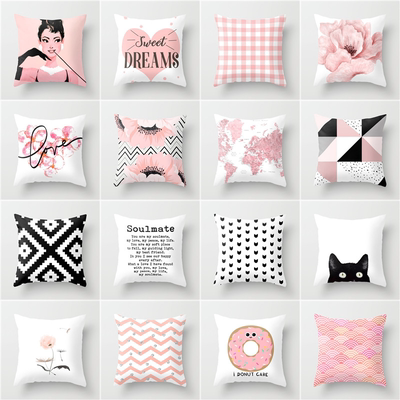 Nordic new portrait pink simple ins wind pillowcase car sofa large cushion pillowcase nap pillow