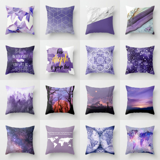 Nordic ins style purple series office pillow sofa pillow cushion living room pillow bedside bedroom plush