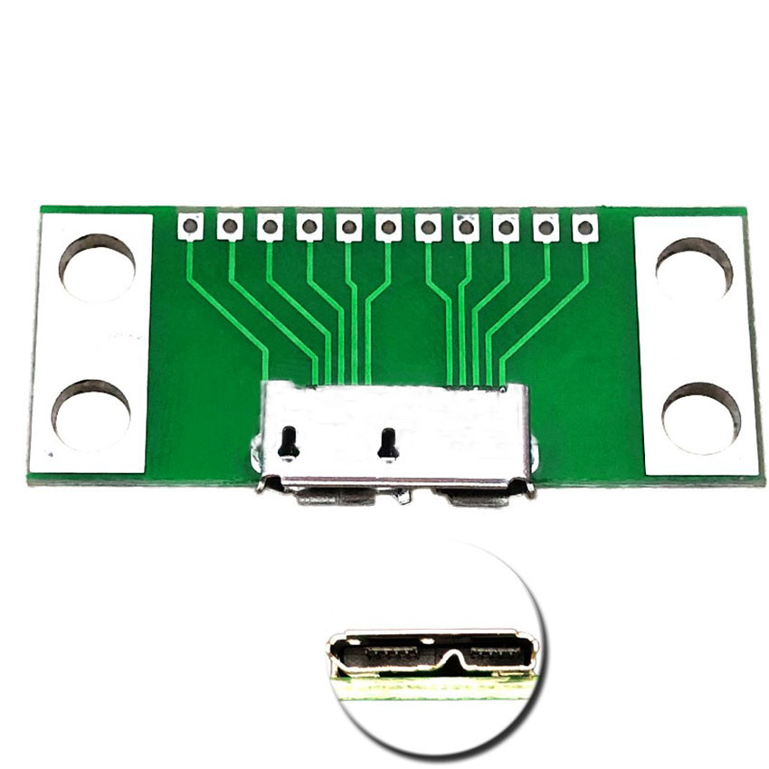 MICRO USB3.0 B型带PCB板 直插测试母头 移动硬盘母座接口转接板