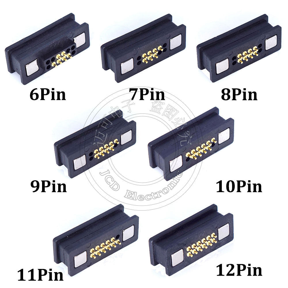 方形磁吸DC公母头 POGO PIN磁吸连接器适用电子设备 JCD品牌6至12PIN凹凸连接器