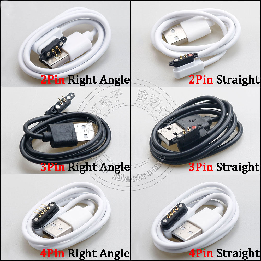 USB电源 磁吸充电电缆 Pogo Pin 2/4Pin 2.5mm 2.80mm间距 直弯针