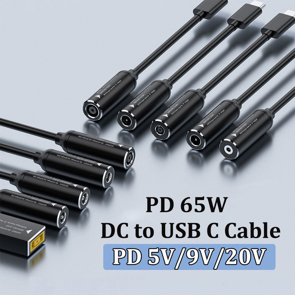 DC输入转Type-c转换器pd输出65W充电自动识别5v9v20v PD转接线