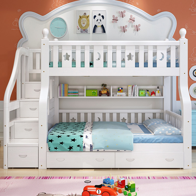Upper and lower bed bunk bed two-story multi-functional combination mother-child bed all solid wood upper and lower bunk wooden bed children's bed high and low bed