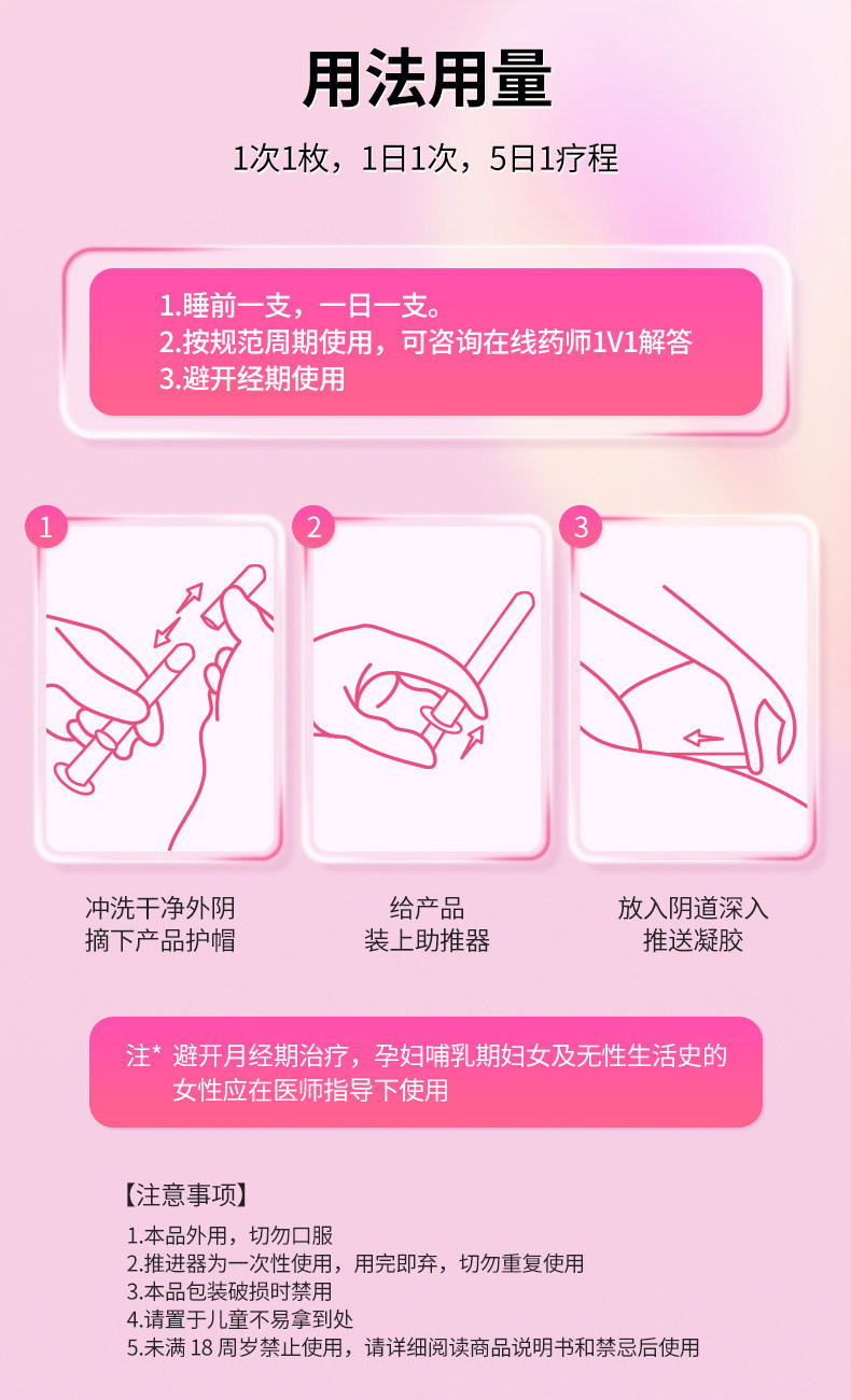 Gynecological Gel Antibacterial Mycobacterial Treatment for Vaginal Inflammation Intimate 5pcs/box