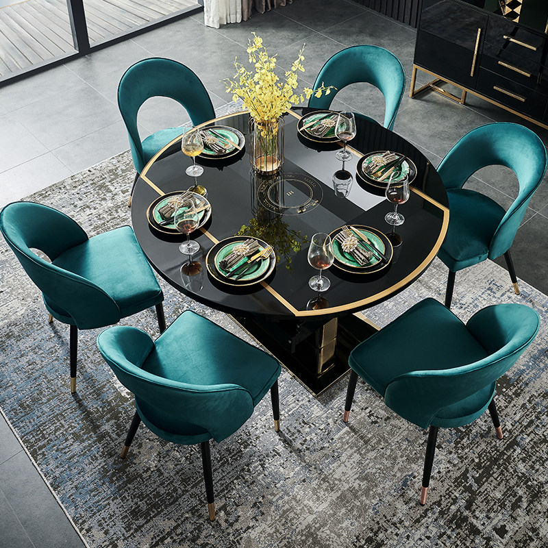 Light luxury dining table and chair combination home small apartment dining room with induction cooker retractable round dining table modern minimalist
