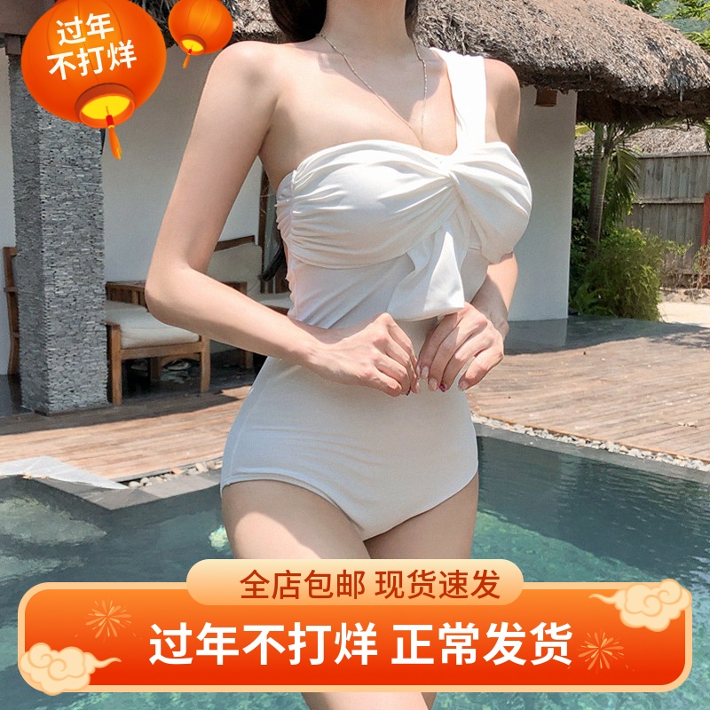 Swimsuit Female South Korea ins Soak Hot Spring Sexy Small Chest Gathers Body to Cover Belly Skinny Net Red Wind Winter Bikini