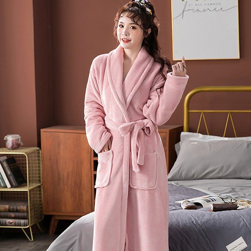 Sleepgown Winter Long Fashion François Bathrobe Couple Coral Velvet Fall Lady Bathroom Clothing Clothes