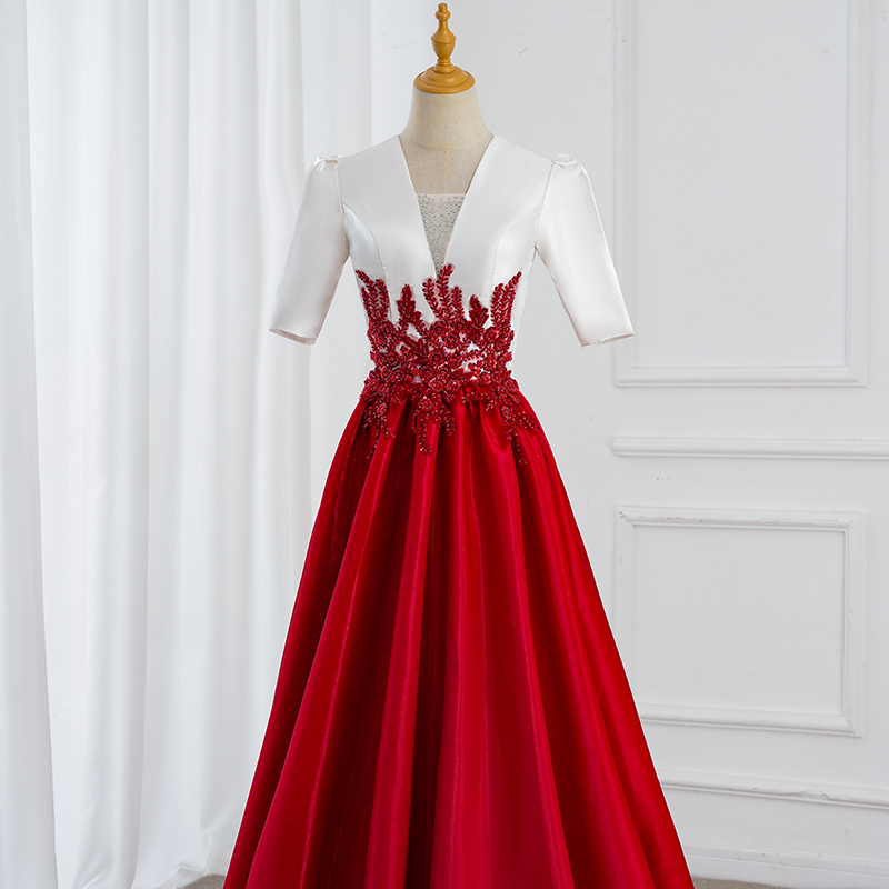 Performance Clothing for Women, Long Dress for Adults and Elderly, Host Recitation, Solo and Chorus Competition Performance Clothing, Chinese Style Evening Dress