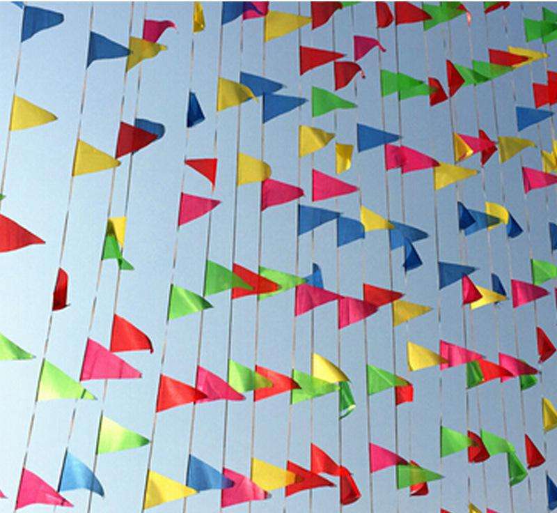 Wedding and festive chess pole supplies decoration red flag pennant small bunting decoration wedding hanging flag triangle dance ribbon