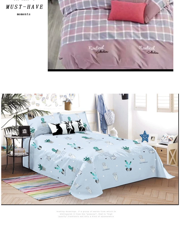 Cũ thô lanh 100% cotton một mảnh tấm bông dày gấp đôi sinh viên độc thân tùy chỉnh 1,8 m - Khăn trải giường