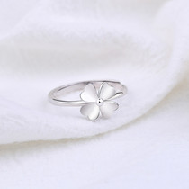Merman S925 pure silver ring female four-leaf grass ring fashion Japan-ROK opening adjustable with small clearing new red ornament