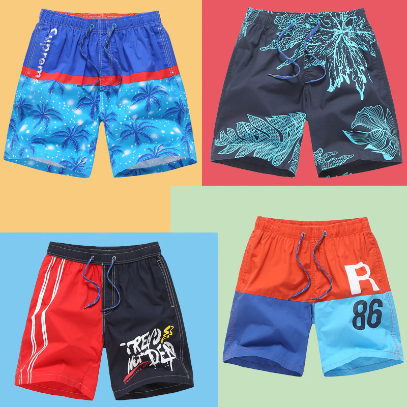 Summer Pure Cotton Beach Pants Men Loose Large Size Sports 50% Shorts Men Summer Speed Dry Trend Printed Casual Shorts