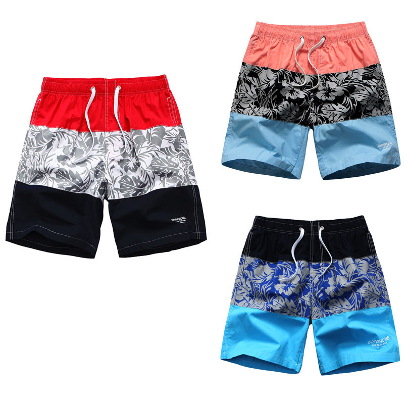 Beach pants men's pure cotton loose large size casual 50% Pants Parquet Color Tight Waist Shorts Men Sport Casual Shorts Summer