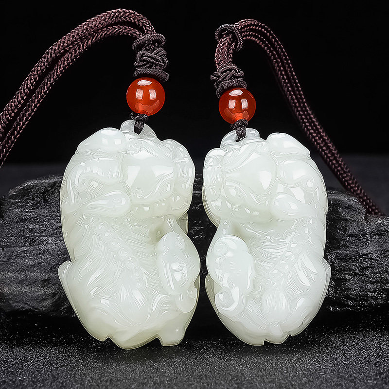 Xinjiang Hetian Jade Lucky Pixiu Jade Pendant Jasper Overlord Pixiu Pendant Men's and Women's Jade Necklace Transfer Pendant