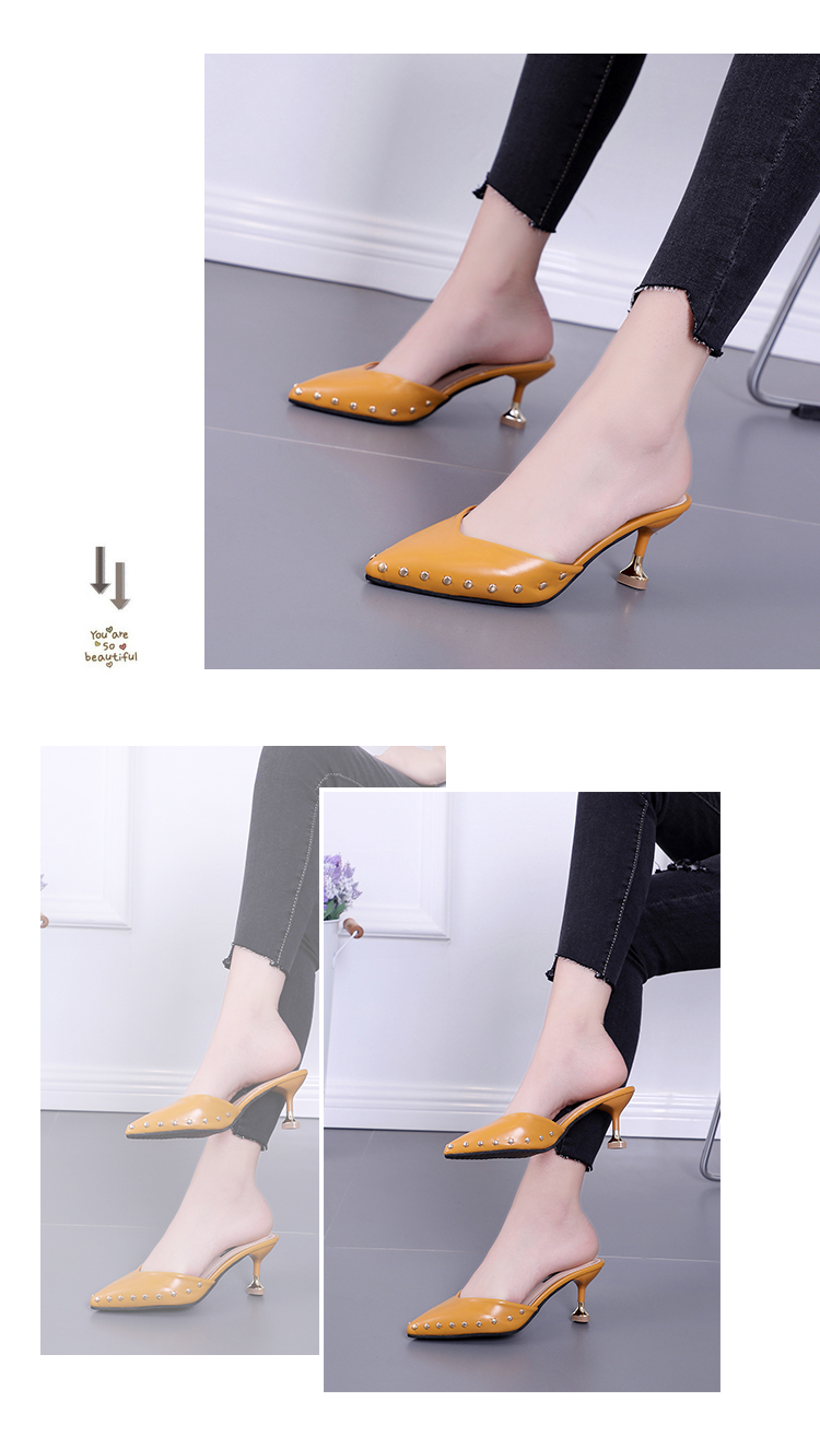 Mùa xuân và hè 2018 phiên bản tiếng Hàn mới của một từ Baotou dép và dép mũi nhọn của phụ nữ sandal nữ hàn quốc