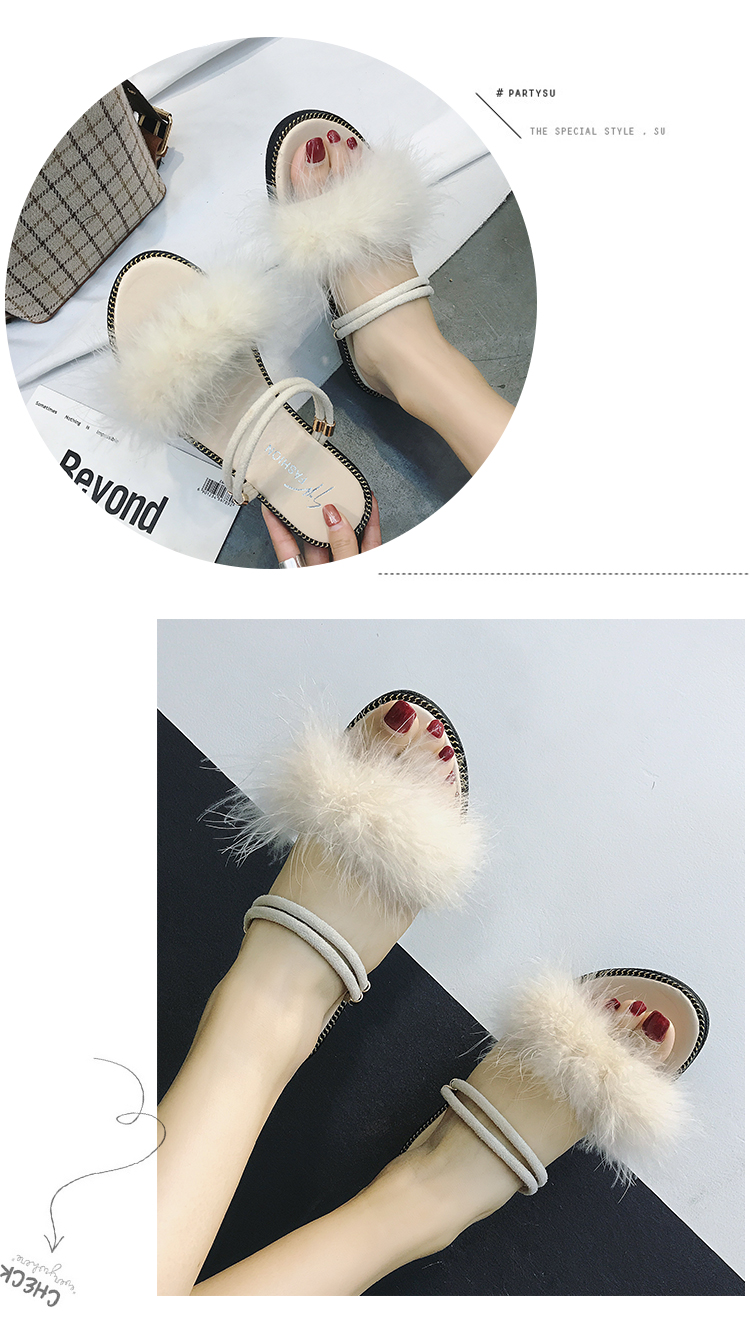 Hai đôi sandal nữ 2018 hè mới đi biển đi giày lông sandal đế bệt dép quai hậu nữ đế cao