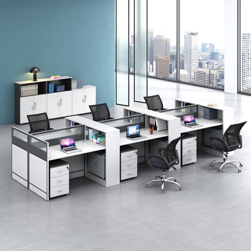 Simple modern staff desk chair combination 2 4 6 people work space screen card seat office finance desk