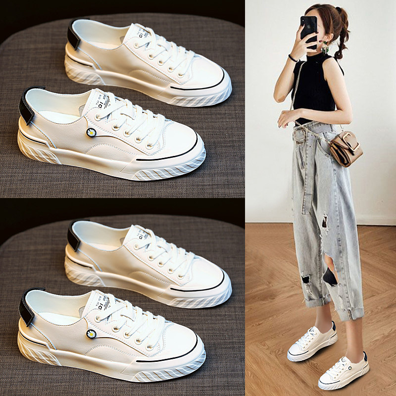 Small white shoes 2022 Han Edition and flat shoes 2021 Spring and Autumn Skies Skies high - cylinder shoes tide