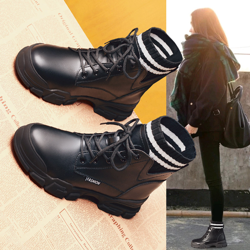 Martin boots 2022 New autumn and winter 100 lap Inn wind slim slim short boots women shoes gush snowy cotton shoes