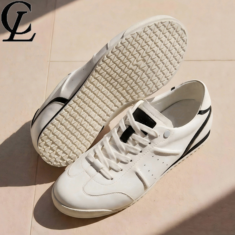 Laychi Shoes Genuine Leather Sports Mesh Shoes for Men Breathable New Men's Shoes White Casual Shoes Versatile Sneakers