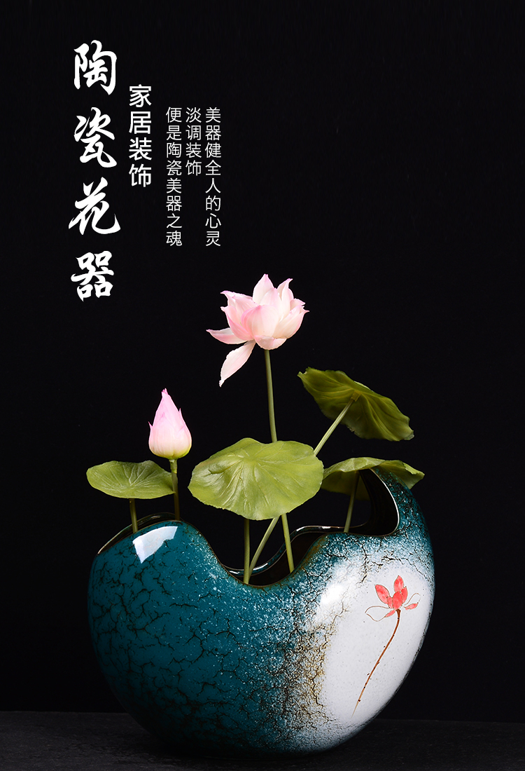 Refers to flower pot hole ceramic large balcony contracted creative water lily bowl lotus qingshan basins hydroponic dedicated copper grass