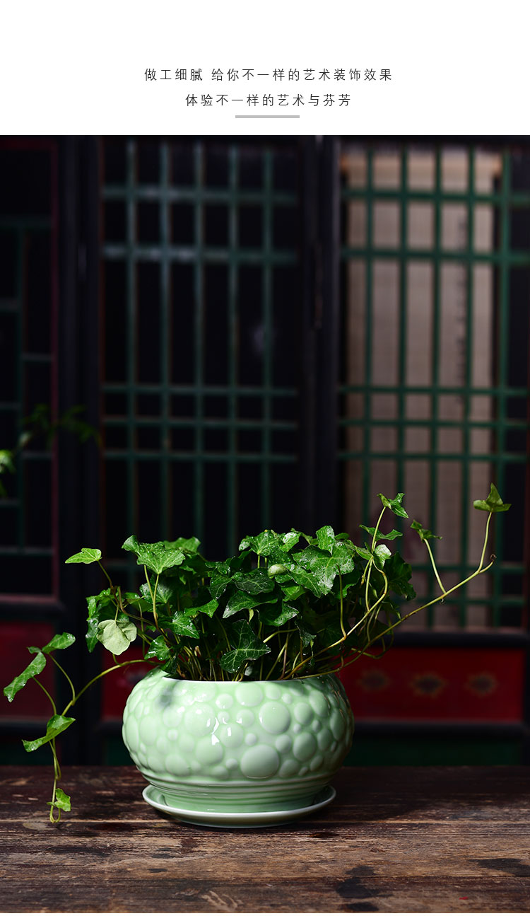 Ceramic POTS with creative money plant potted tray was oversized contracted orchid home indoor green plant bonsai flowers