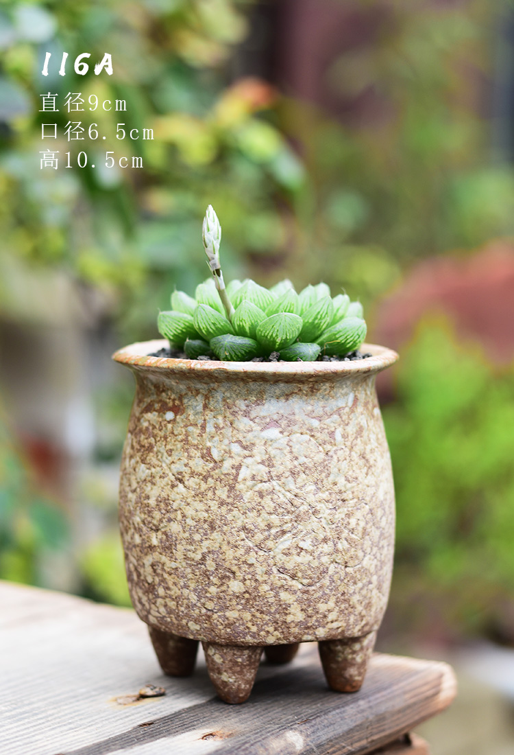 Meaty plant POTS ceramic clearance small coarse pottery breathable household balcony green plant pot creative clay POTS