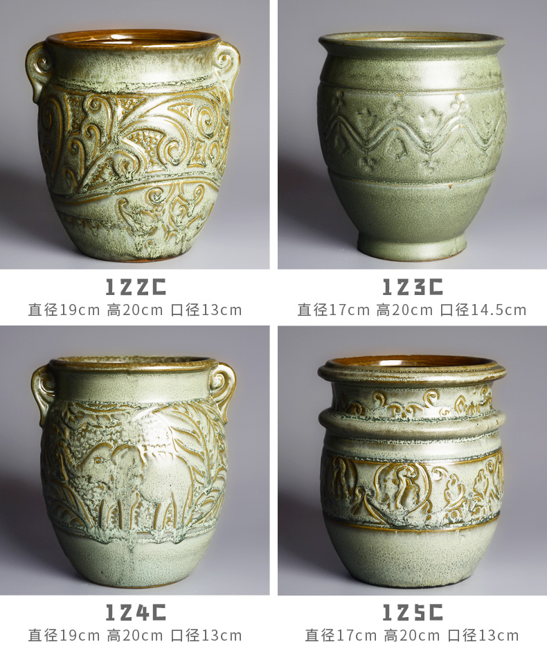 Cliff running the fleshy large coarse pottery flowerpot ceramics mage old running the basin special pottery clay flesh green plant is potted