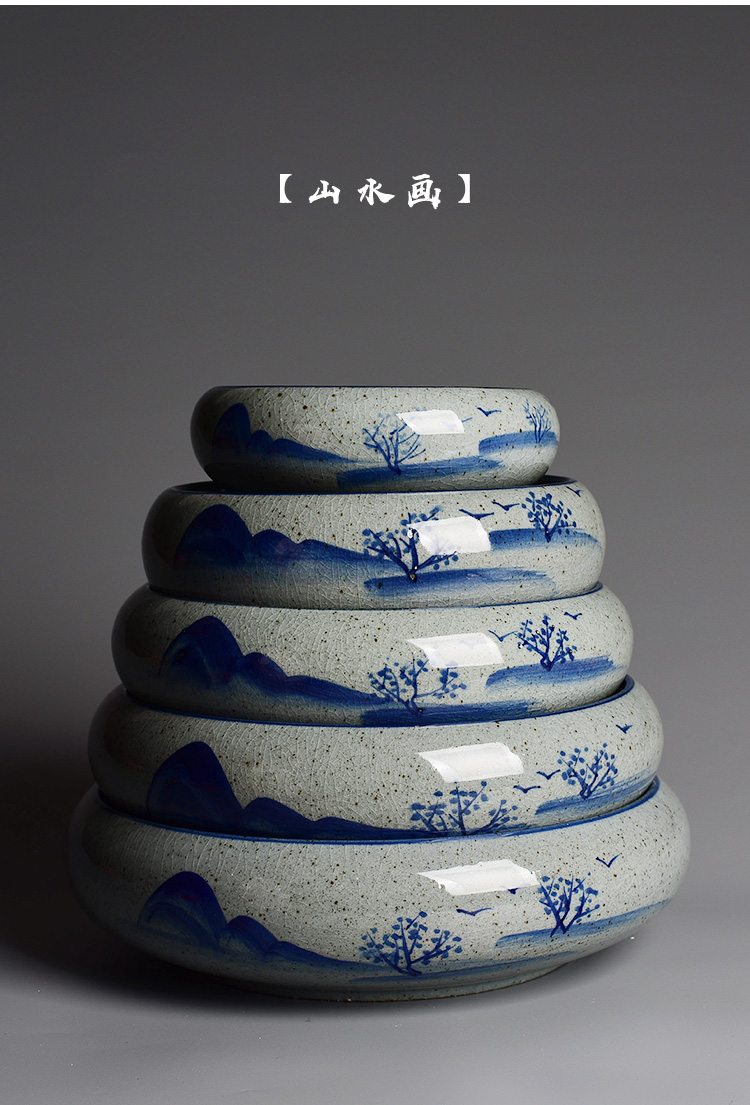 Huai daffodils basin hand - made ceramic restoring ancient ways round copper wire grass hydroponic water lily leaf lotus king faceplate