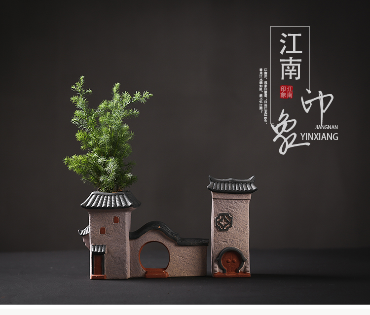 Chinese style restoring ancient ways is more than the old meat pot ceramic creative bonsai asparagus, green meat meat the plants specials coarse pottery flowerpot