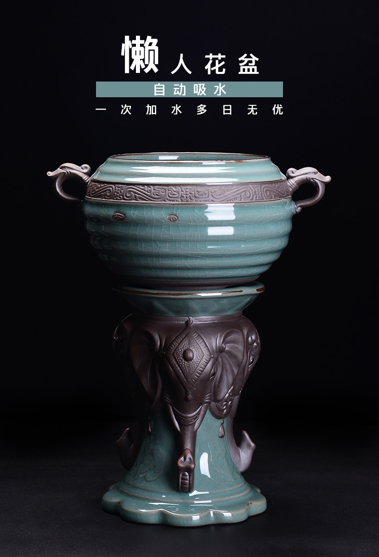 Automatic suction pot of Chinese style household ceramics large contracted creative interior living room couch potato from absorbing water basin of chlorophytum