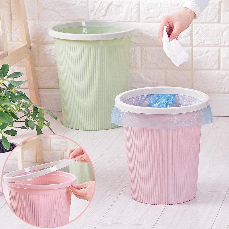 Trash can home living room with press ring size Number of paper basket Makeup Room Kitchen Bedroom Creative Plastic Dustbin