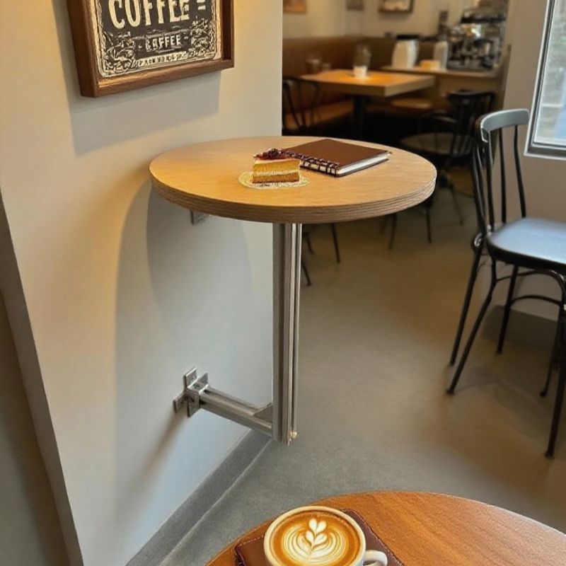 Trendy Cafe Booth Wall-Mounted Table Aluminum Profile Marine Board Wall-Mounted Table Milk Tea Shop Wall-Mounted Coffee Table Small Table