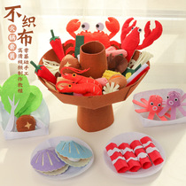 Childrens diy hot pot food making material bag non-woven handmade vegetables seafood Mandarin duck pot set toys