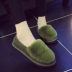 Mùa đông cộng với giày cotton nhung Phụ nữ ấm túi dày với giày thấp ở nhà bên ngoài mang dép bông chống trượt thoải mái Giày cắt thấp