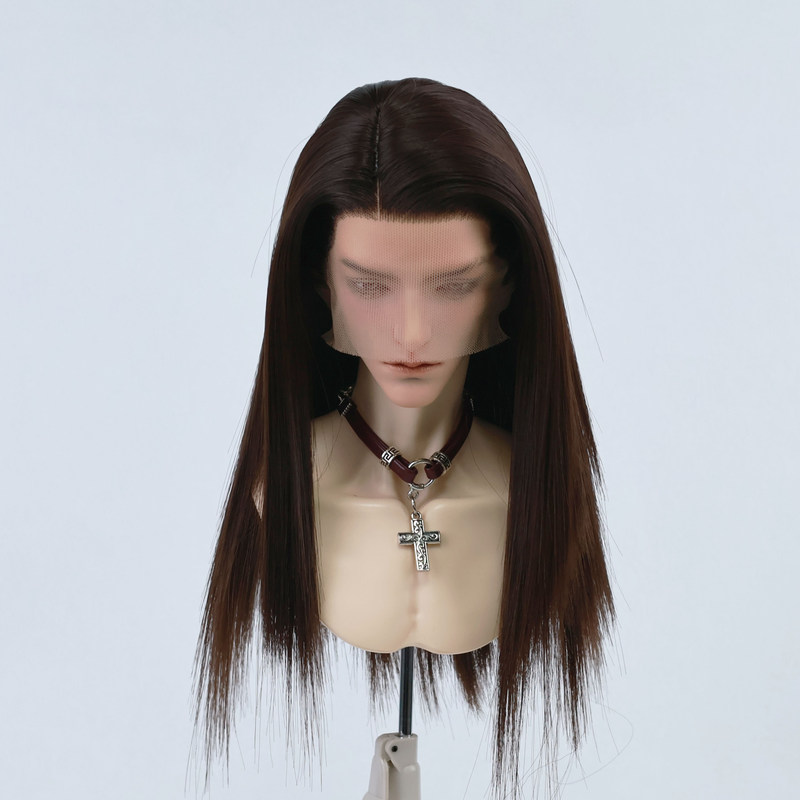 Li's Overseas Bjd Wig Right-Side Parting Side-Split Lace Front Short Hand-Plucked Hair Base