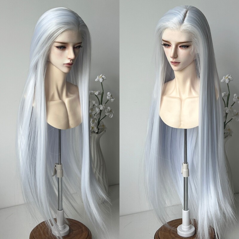 Li's Overseas Bjd Wig, Hand-Crocheted Front Lace, Flat Pointed with Sideburns, Flat Three-Point Side Part, Long Hair Base