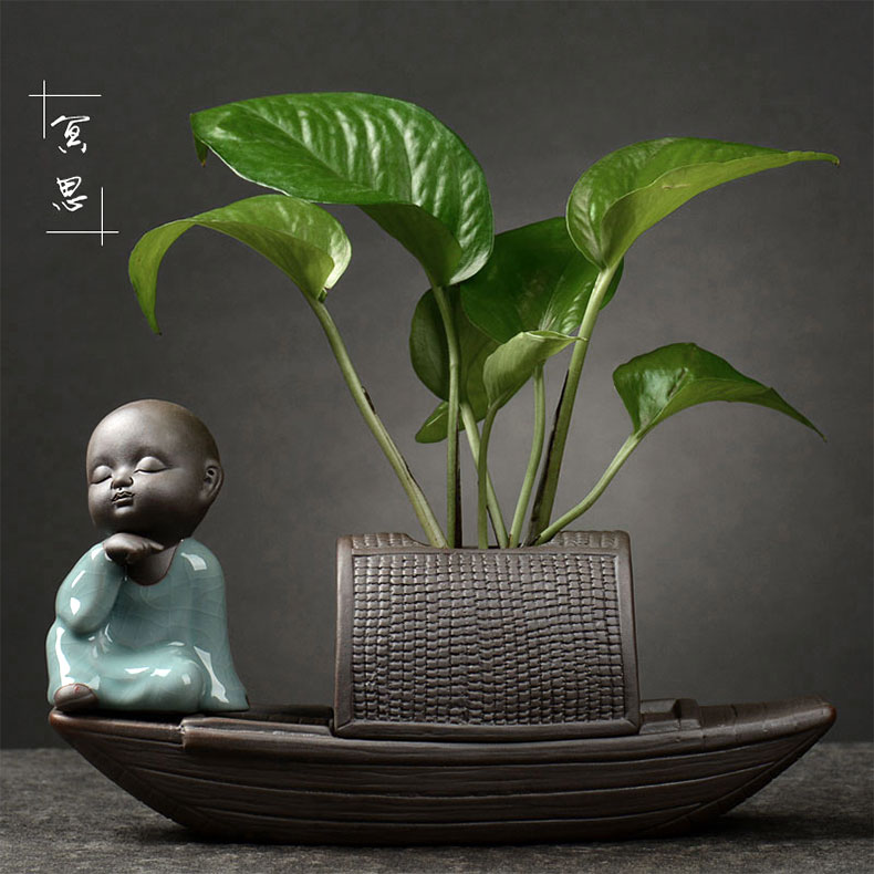 Củ cải xanh văn hóa bình nước dụng cụ trồng cây hoa container chậu hoa nhà phòng khách trang trí nhỏ - Vase / Bồn hoa & Kệ chậu sứ trồng cây cỡ lớn