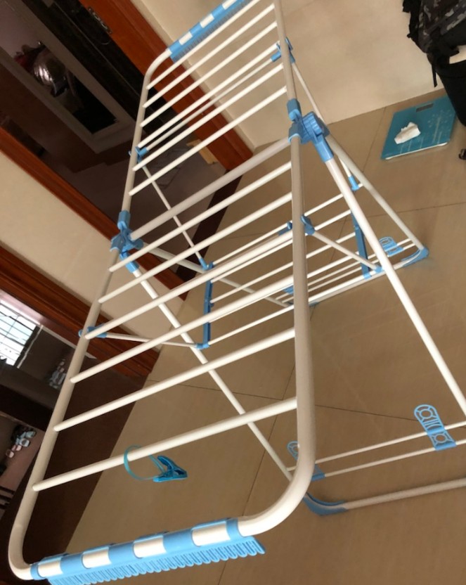 Home ladder clothes hanger Dual-use Aluminum Alloy Balcony Landing Folding Wing Indoor outside drying rack