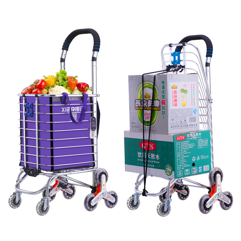 Hand shopping cart Buy food cart Small drawcart handpulled cart climbing stairs Folding Portable Home Cart Pull-Lever Old Man Cart