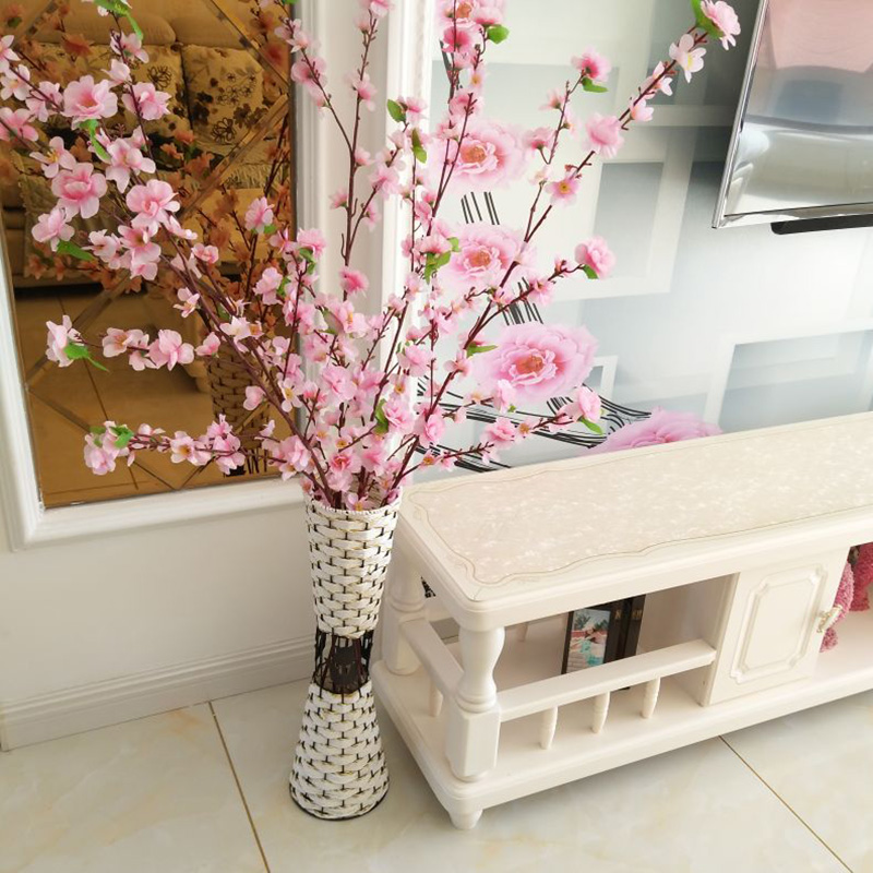 Emulated Peach Blossom Branches Fake Flowers Livingroom Rameflower Single Plastic Flowers Wedding Ceremony Room Decoration Floor Flower Arrangement Potted Flowers