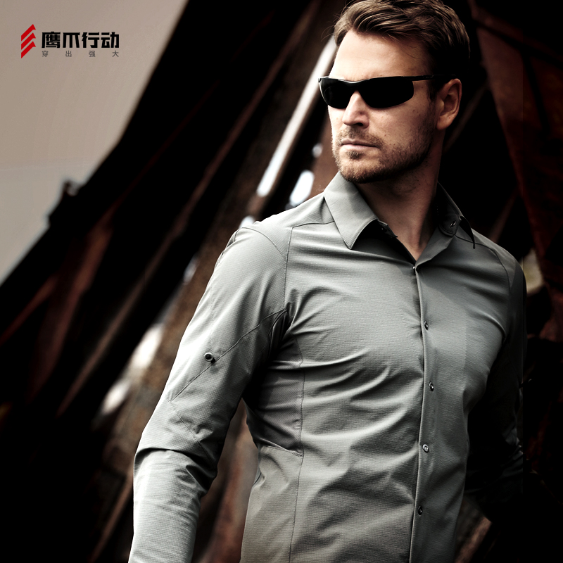 Eagle claw action quick-drying shirt men's long sleeve summer light outdoor stretch breathable waterproof quick-drying tactical shirt