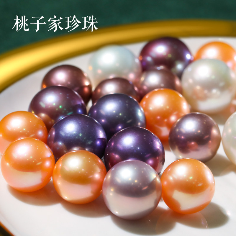 Natural strong light freshwater pearl naked bead round small pearl loose bead handmade pearl diy