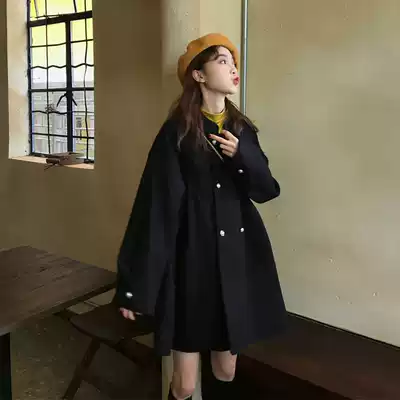 Cloak woolen jacket forest line Joker light mature wind cold wind black coat short model autumn and winter 2021 New