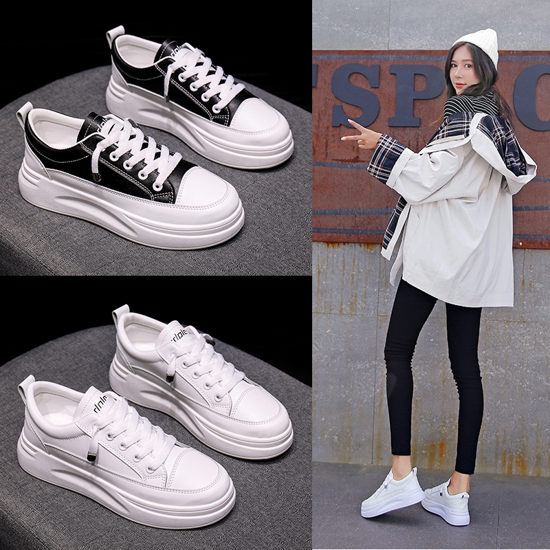 Small white board shoes women's 2021 spring and summer shoes students thick bottom increased new trendy shoes casual wild spring shoes